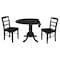 International Concepts 42 in. Dual Drop Leaf Table with 2 Ladder Back Dining Chairs - 3 Piece Dining Set K46-42DP-C2P - alternate 3